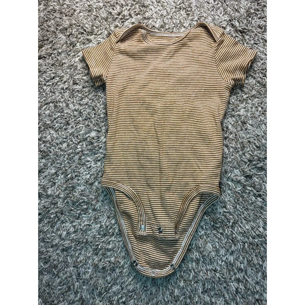Carter’s Baby Brown White Stripe Bodysuit 18M Short Sleeve Snap Bodysuit